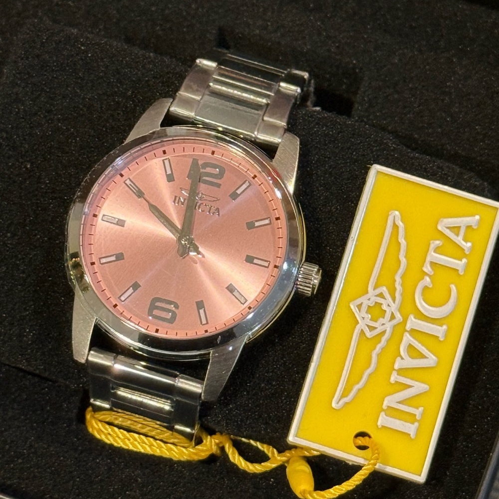 Invicta Silver Watch with Pink Dial